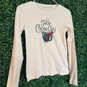 Abercrombie Kids White Long Sleeve with Cocoa Graphic